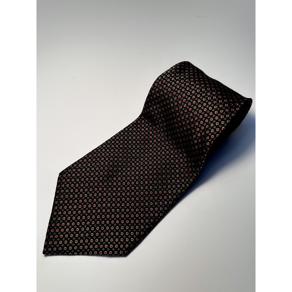 Polo Ralph Lauren Silk Black with Red and Gold Neck Tie USA Length 59" Width 4"